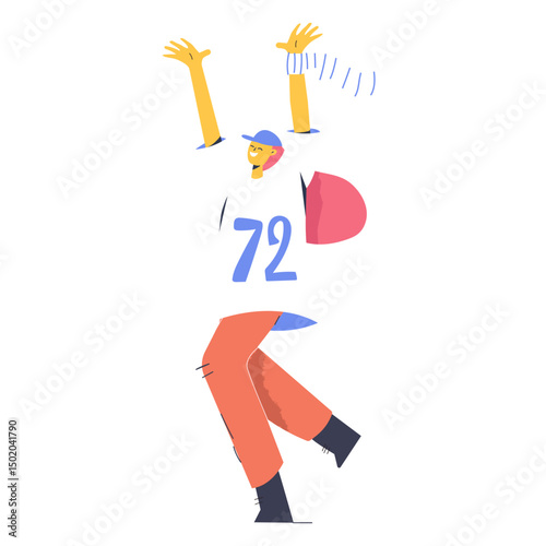 Excited football fan flat
