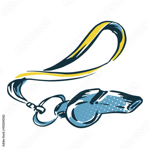 Referee whistle soccer hand drawn