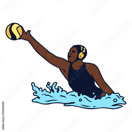 Girl waterpolo player jump
