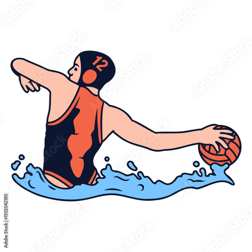 Girl waterpolo player with ball