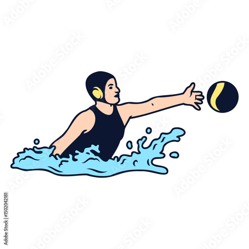 Girl waterpolo player catch ball