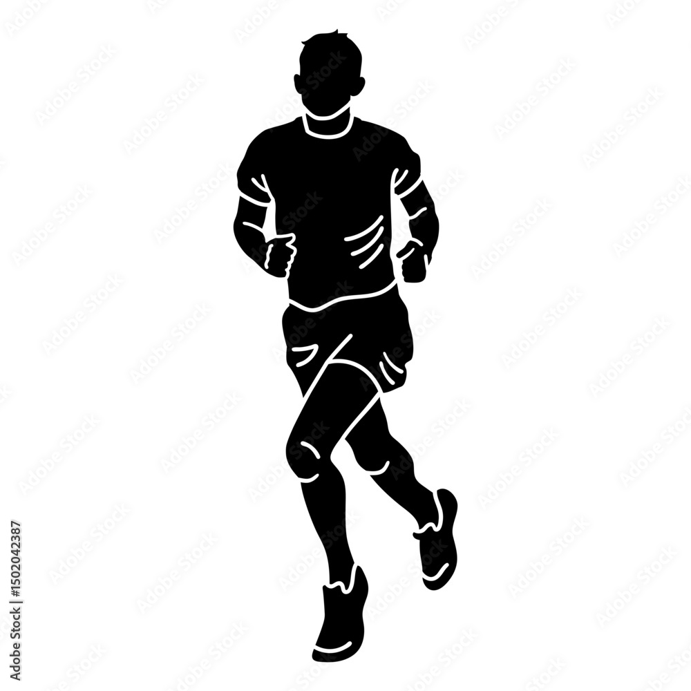 Fototapeta premium Marathon male runner black cut out