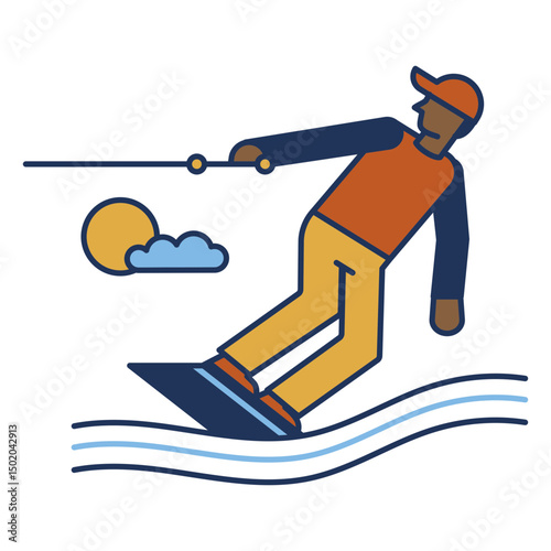 Man is riding a board on the water