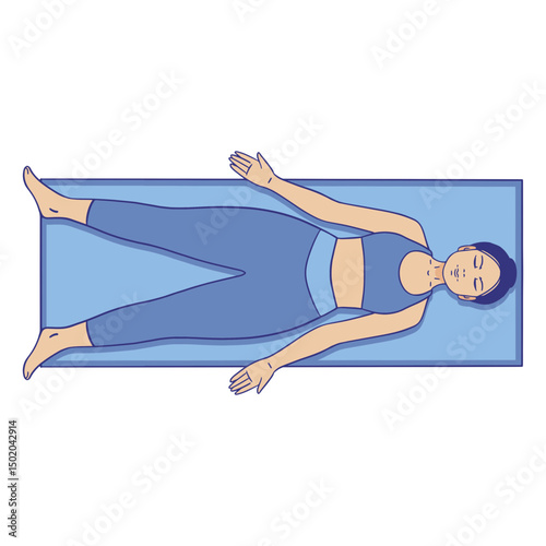 Illustration of a woman laying on a yoga mat