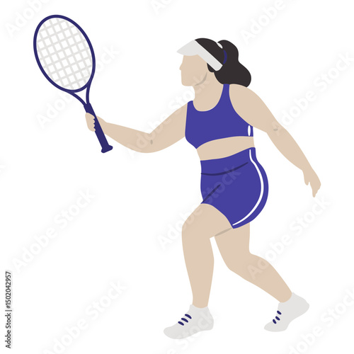 Woman playing tennis with a racquet