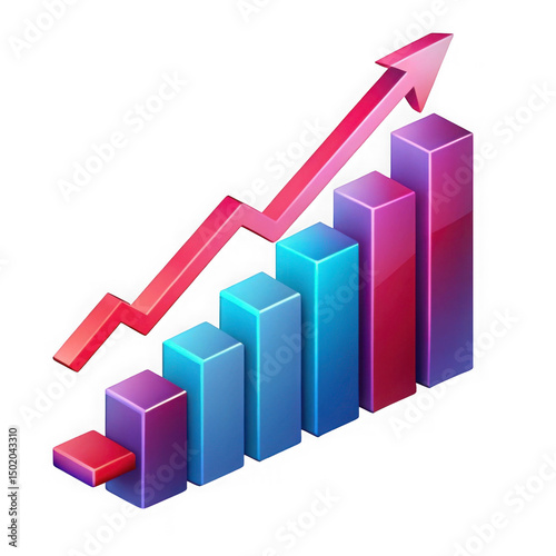 Free Download Ascending graph depicting business growth and statistical data on a transparent background - GFXLoad