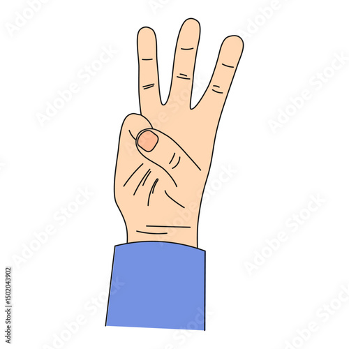 The national symbol of the trident, the coat of arms of Ukraine, 3 fingers, man's hand