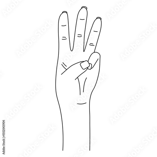 The national symbol of the trident, the coat of arms of Ukraine, 3 fingers, outline woman's hand