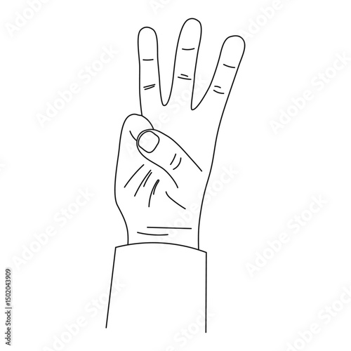 The national symbol of the trident, the coat of arms of Ukraine, 3 fingers, outline man's hand