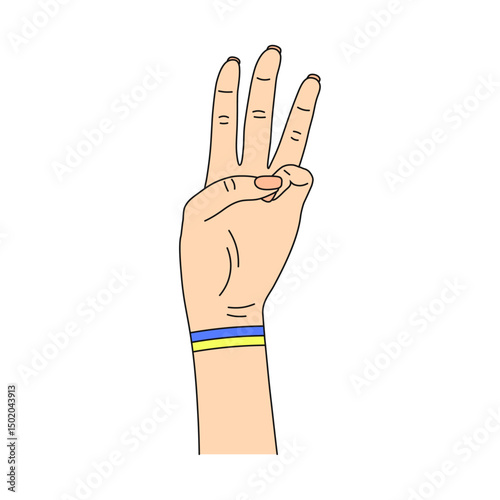 The national symbol, trident, the coat of arms of Ukraine, 3 fingers, hand