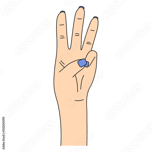 The national symbol of the trident, the coat of arms of Ukraine, 3 fingers, woman's hand