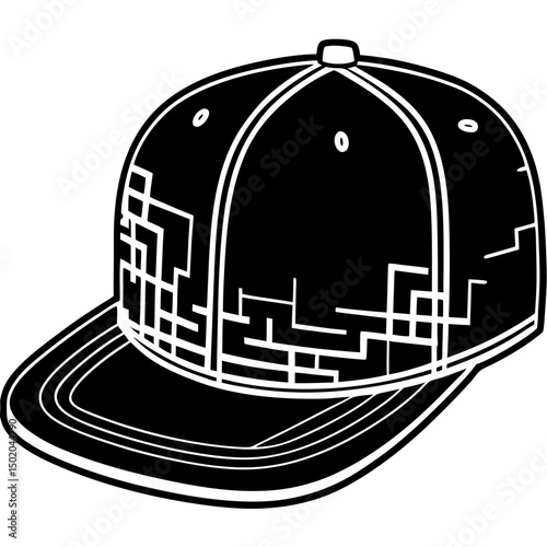 Glitched Streetwear Snapback – Vector on White