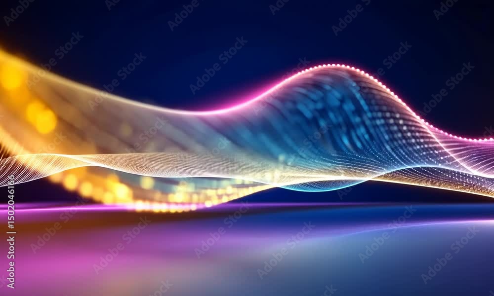 Abstract digital wave form with glowing lines.
