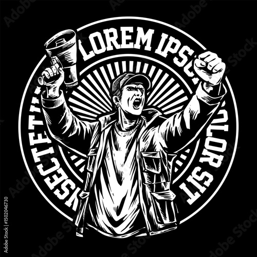 vector of ultras hooligan casual ultras football soccer supporter with megaphone