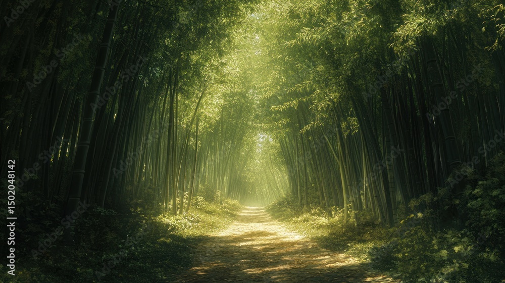 Fototapeta premium Lush Bamboo Forest Path