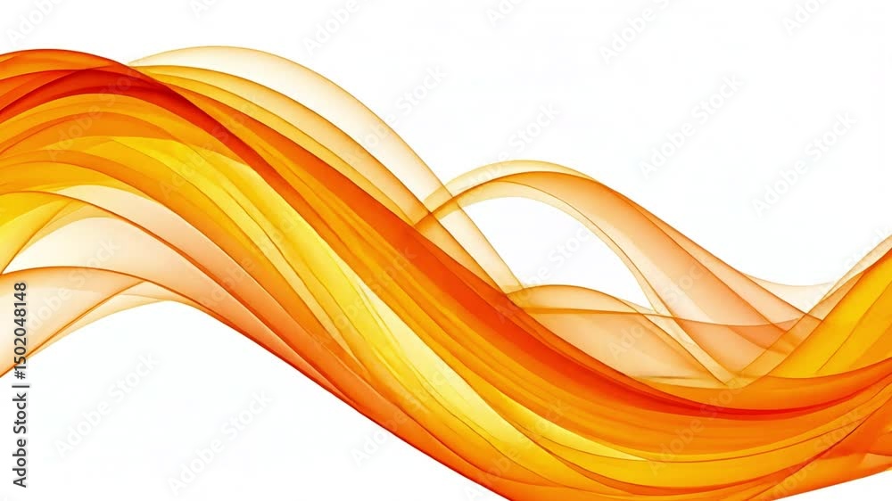 Vibrant Abstract Design Smooth Flowing Waves in Orange and Yellow Curves, Energizing Visuals for Dynamic and Creative Projects