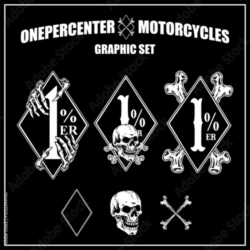 vector graphic set of diamond one percent motorcycle