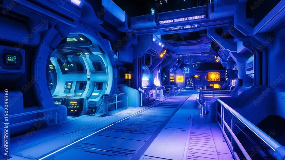 Futuristic Spaceship Corridor: A Sci-Fi Interior