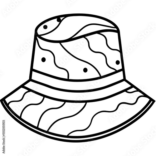 Minimal Abstract Art Bucket Hat – Vector on White