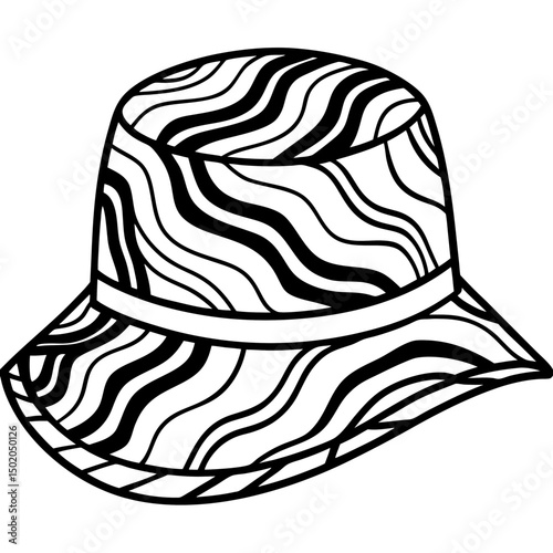 Minimal Abstract Art Bucket Hat – Vector on White
