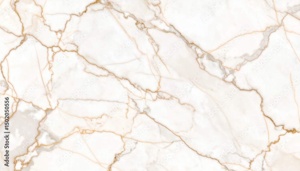 Fototapeta premium Seamless high-detail marble surface in light beige with realistic gold veining and polished stone texture