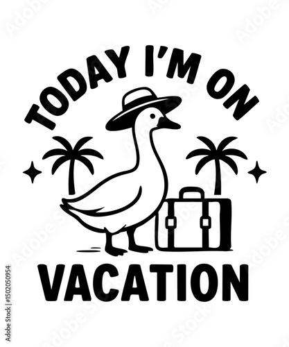 Black & White Goose Vacation Design | Minimalist Travel Art | Stylish Holiday Concept | Elegant Line Art | Perfect for Apparel, Branding & Digital Use | Unique Two-Dimensional Illustration