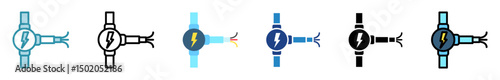 Conduit Pipe multi style, mini illustration icon set. outline, flat, glyph, line color. vector for UI, UX, app, web, digital or print, related to industry, construction, civil engineering.
