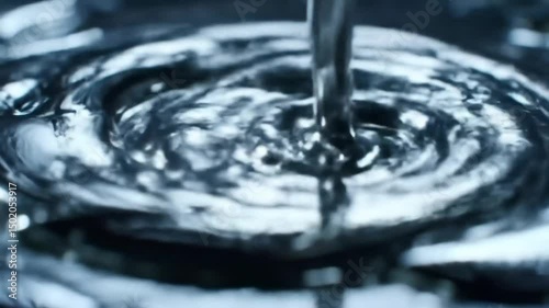 A stream of liquid silver pouring. The liquid has a metallic sheen
