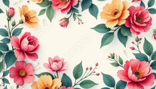 Subtle floral motif, continuous repeat in soft hues , leaf, nature, summer
