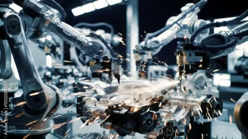 Industrial robots working with sparks