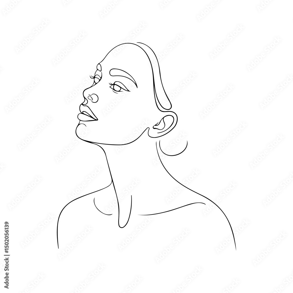Stylized Woman in Upward Pose Line Art. A clean and expressive line drawing of a woman in an upward gaze. Ideal for elegant branding, feminine illustrations, or minimalist decor. Stylized Woman in Upward Pose Line Art. A clean and expressive line drawing of a woman in an upward gaze. Ideal for elegant branding, feminine illustrations, or minimalist decor.
