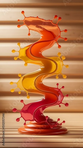 interlocking fluid splashes in warm hues