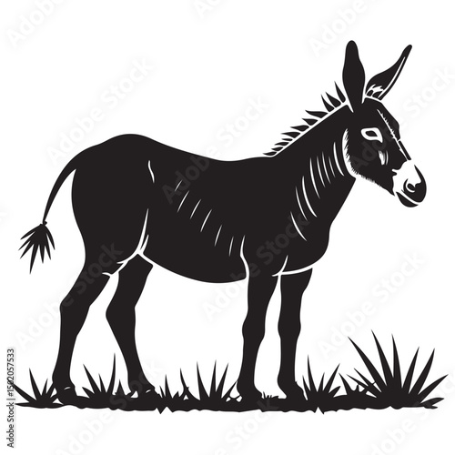 Donkey silhouette vector illustration on white background