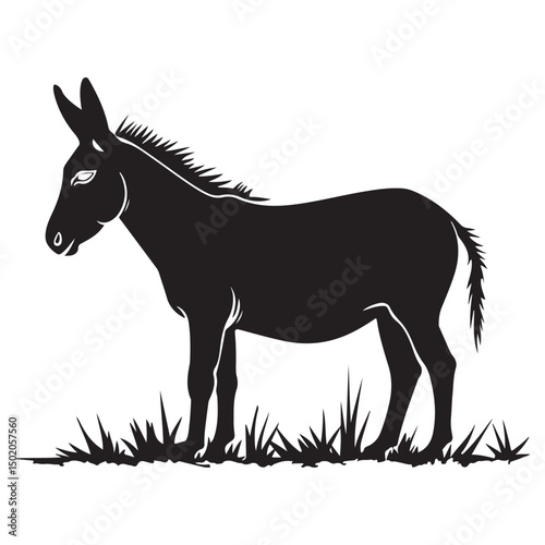 Donkey silhouette vector illustration on white background