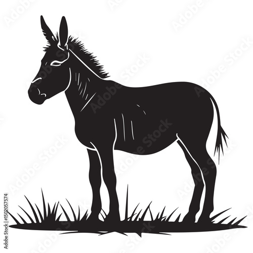 Donkey silhouette vector illustration on white background
