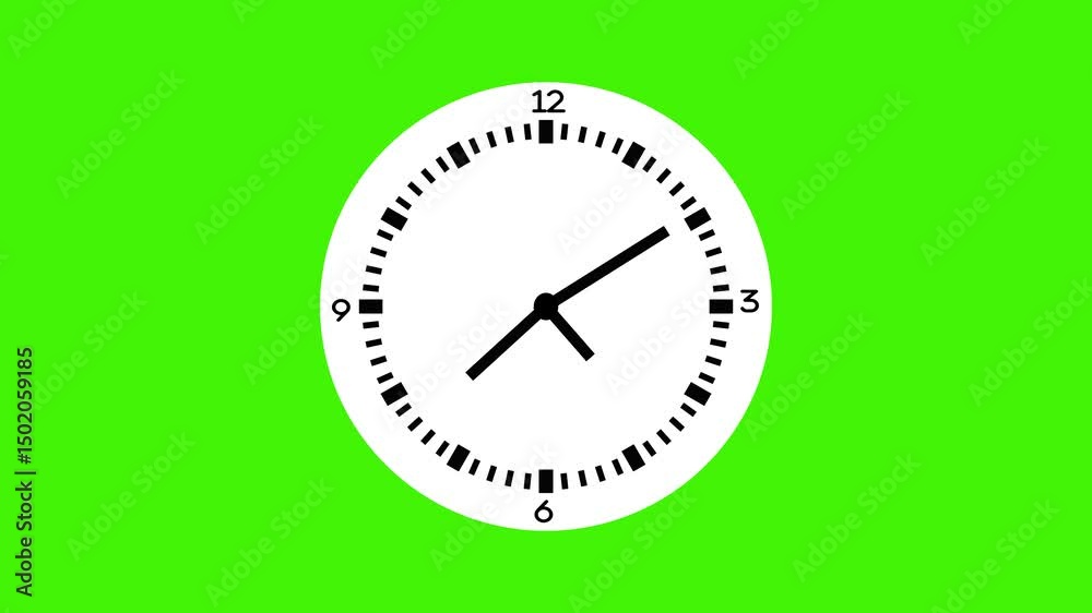 Isolated Analog Clock Countdown, Countdown Clock with Moving Hands Animation Isolated Analog Clock Countdown, Countdown Clock with Moving Hands Animation