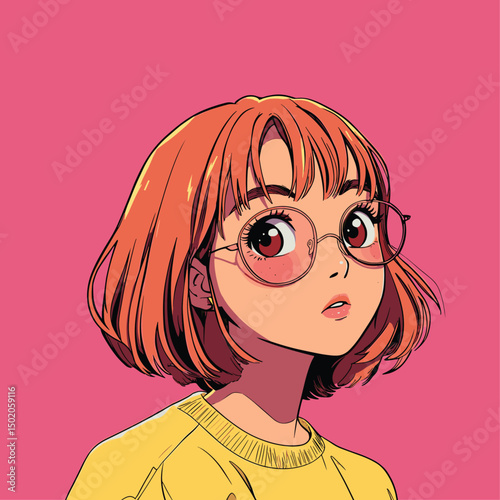 Vector illustration of a beautiful blond woman with long hair and fashionable makeup