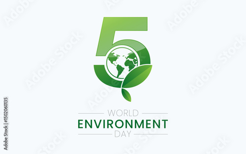World Environment Day, celebrated every year on June 5th. Poster Design with Angka 5 World Environment Day