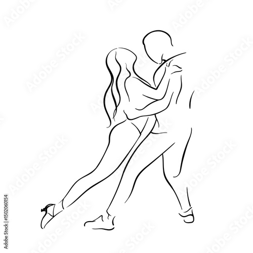 Bachata dance vector sketch. Hand drawn kine illustration.