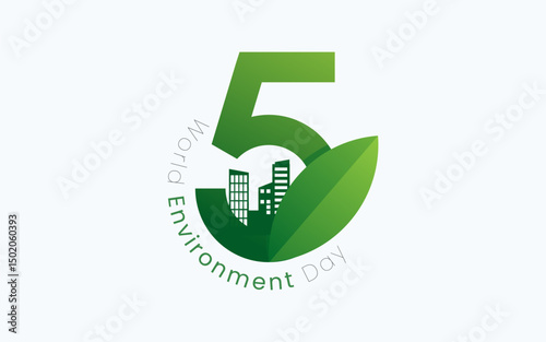 World Environment Day, celebrated every year on June 5th. Poster Design with Angka 5 World Environment Day