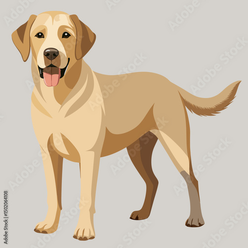 Cute Golden Labrador Retriever Dog Vector Illustration Friendly Pet Portrait