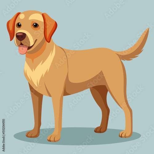 Cute Golden Labrador Retriever Dog Vector Illustration Friendly Pet Portrait