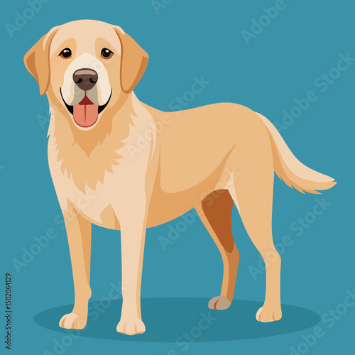 Cute Golden Labrador Retriever Dog Vector Illustration Friendly Pet Portrait