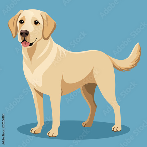 Cute Golden Labrador Retriever Dog Vector Illustration Friendly Pet Portrait