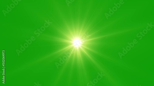 Optical Lens flare sun light effect on green screen. blinking light effect with alpha channel. party, celebrate, holiday concept.