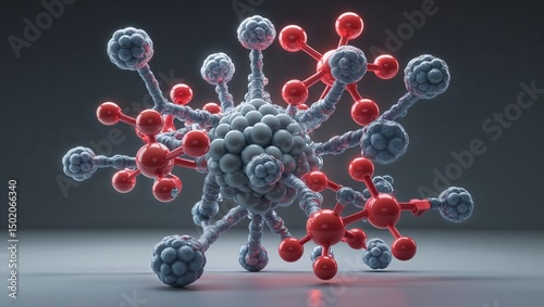  photorealistic ball and stick model of acetic acid  photo