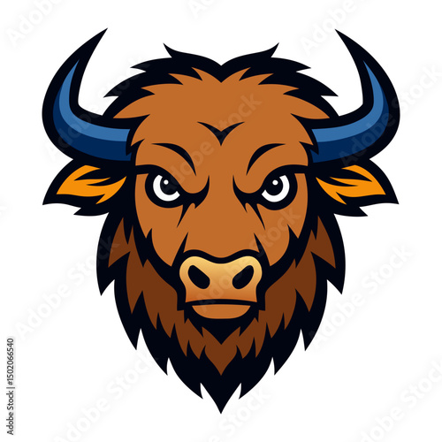 American bison head mascot logo vector art illustration
