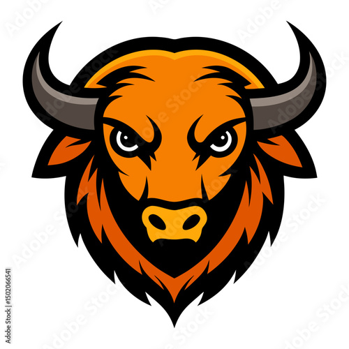 American bison head mascot logo vector art illustration