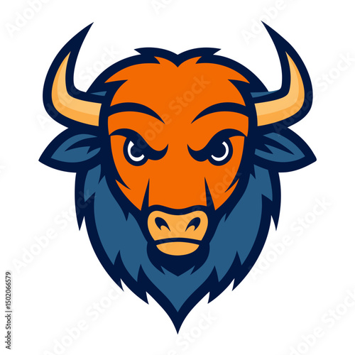 American bison head mascot logo vector art illustration
