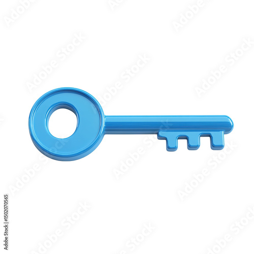 Illustration of a blue key isolated on transparent background